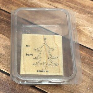 RARE HTF STAMPIN' UP! TAG TREE WOOD MOUNTED RUBBER STAMP GIFT TAG CHRISTMAS TREE